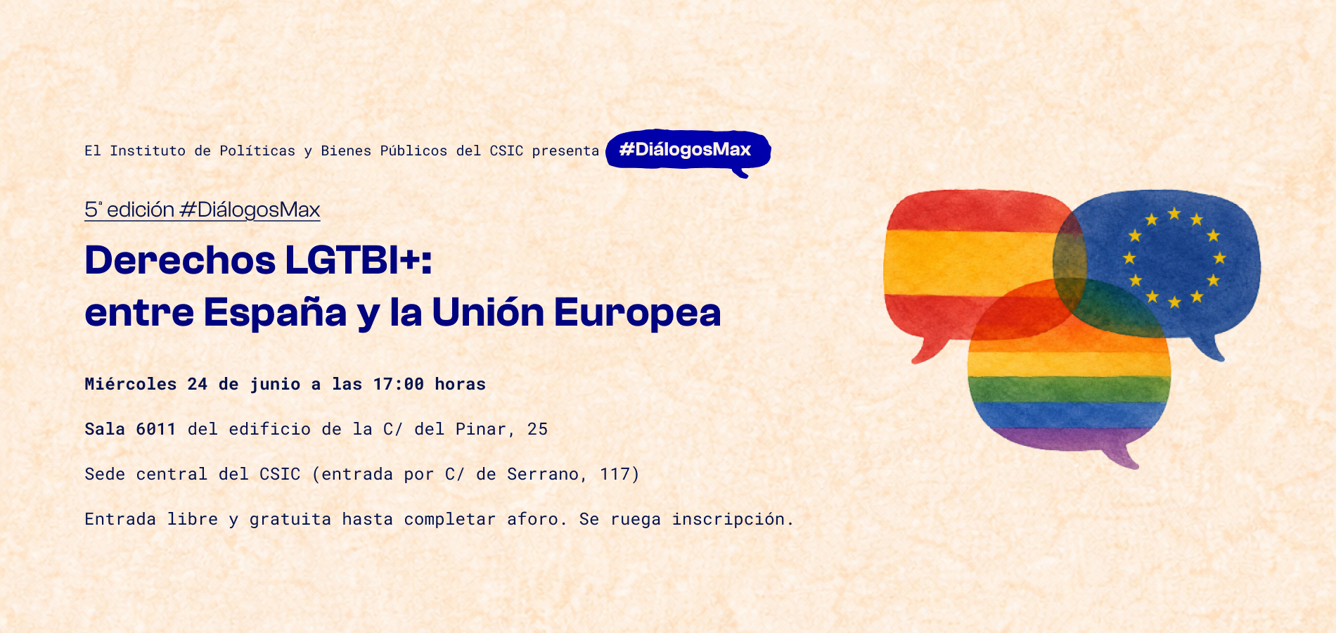 Quinta sesión de #DiálogosMax: Derechos LGTBI+ entre España y la Unión Europea