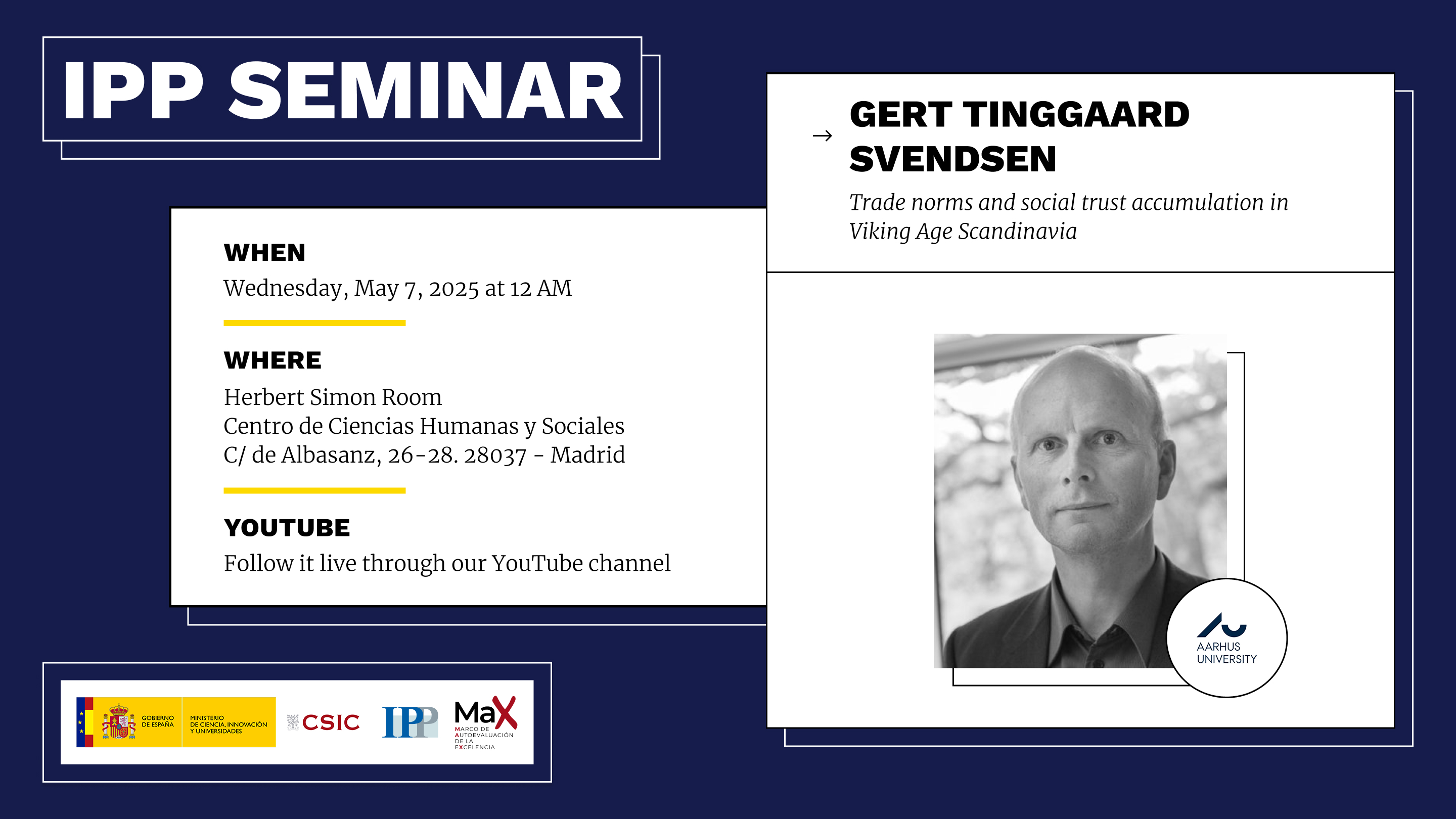 Cartel del seminario IPP con Gert Tinggaard Svendsen