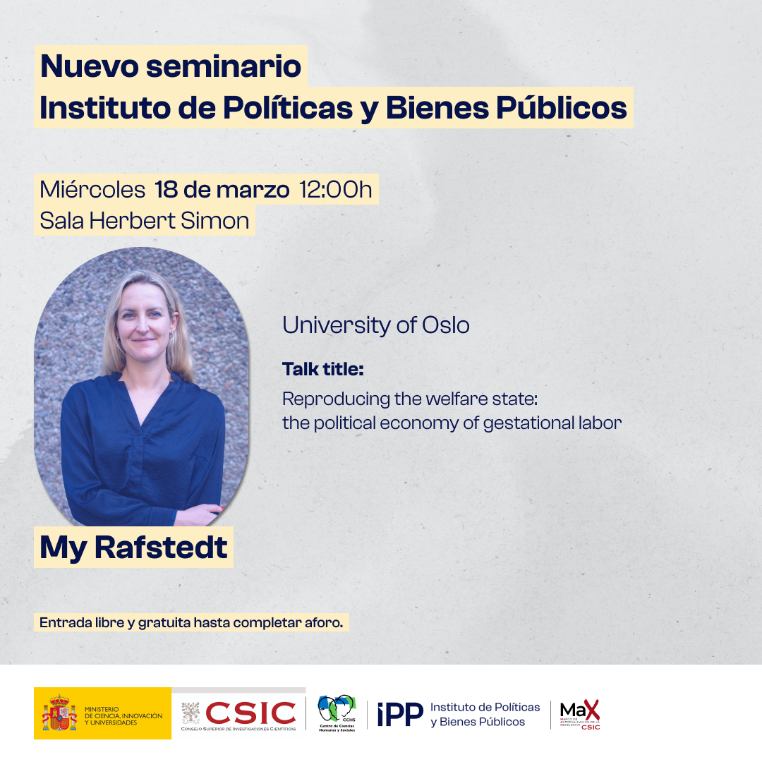 Seminario de My Rafstedt en el Instituto de Políticas y Bienes Públicos del CSIC