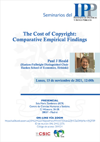 Seminarios del IPP: “The Cost of Copyright: Comparative Empirical Findings”