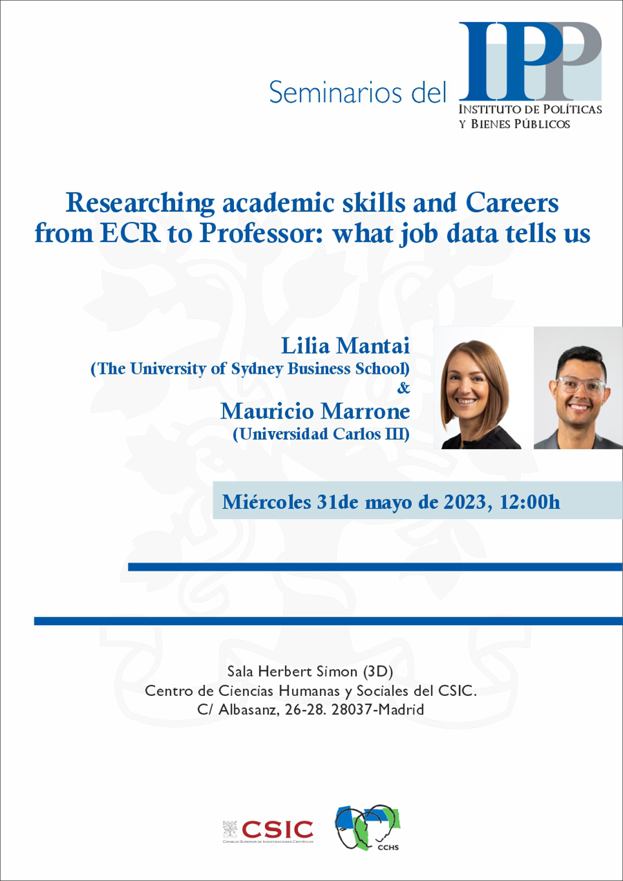 Seminarios del IPP: “Researching academic skills and careers from ECR to Professor: what job data tells us”