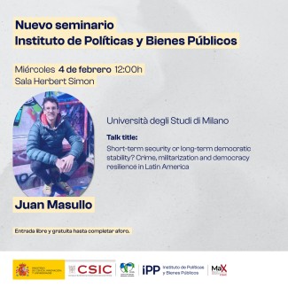 Seminario de Juan Masullo en el Instituto de Políticas y Bienes Públicos del CSIC