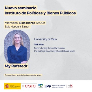 Seminario de My Rafstedt en el Instituto de Políticas y Bienes Públicos del CSIC