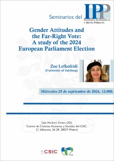 Seminarios del IPP: "Gender Attitudes and the Far-Right Vote: A study of the 2024 European Parliament Election"