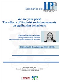 Seminarios del IPP: "We are your pack! The effects of feminist social movements on egalitarian behaviours"