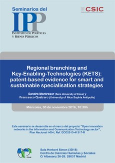 Seminario IPP: "Regional branching and Key-Enabling-Technologies (KETS): patent-based evidence for smart and sustainable specialisation strategies"