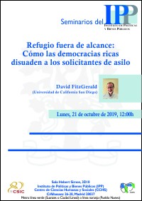 Cartel del seminario Seminario IPP: "Refugio fuera de alcance: Cómo las democracias ricas disuaden a los solicitantes de asilo"