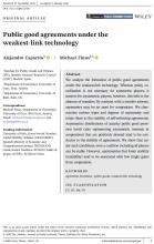 Alejandro Caparrós, Michael Finus (2020). Public Good Agreements under the Weakest-link Technology. Journal of Public Economic Theory, 2020:1-28. DOI: 10.1111/jpet.12426